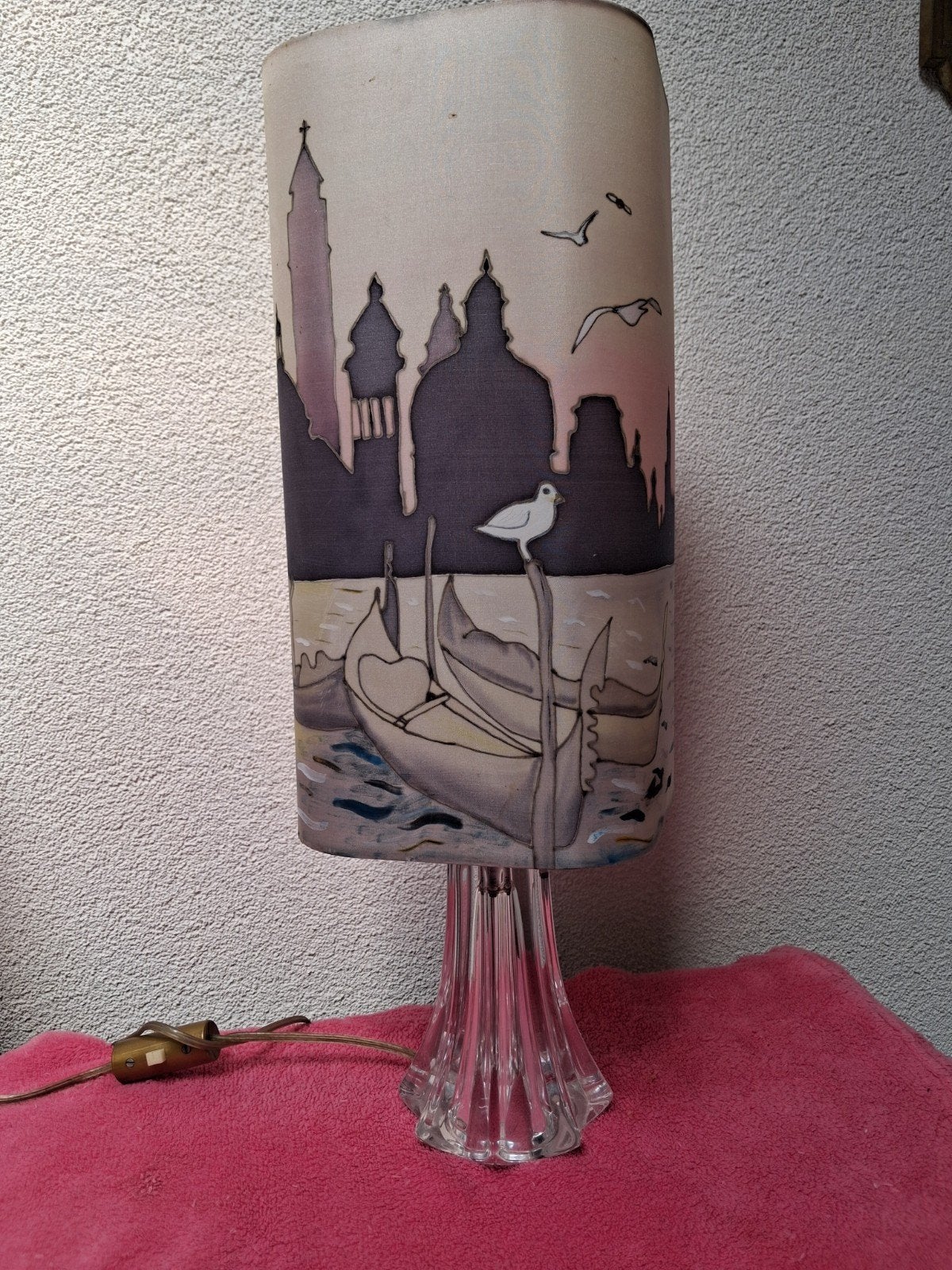 Vintage Venetiaanse Tafellamp met Glazen Voet, Ophalen of Verzenden