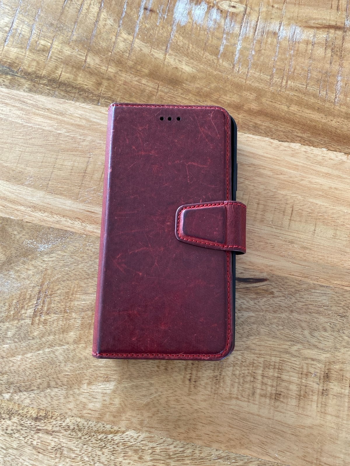 Rood leren iPhone hoesje met pasjeshouder, Pasjeshouder, Gebruikt, IPhone XR, Hoesje of Tasje