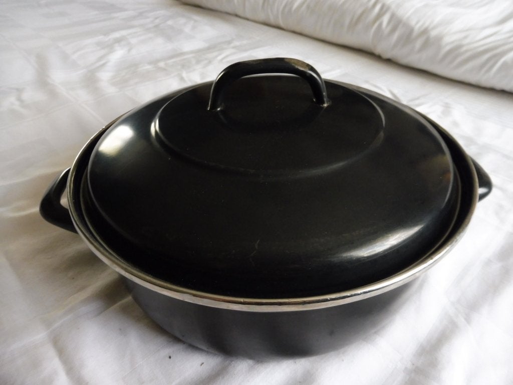 Gietijzeren BK Emaille pan braadpan braad pan 28 cm, Huis en Inrichting, Keuken | Potten en Pannen, Ophalen, Gebruikt, Rvs, Koekenpan of Braadpan
