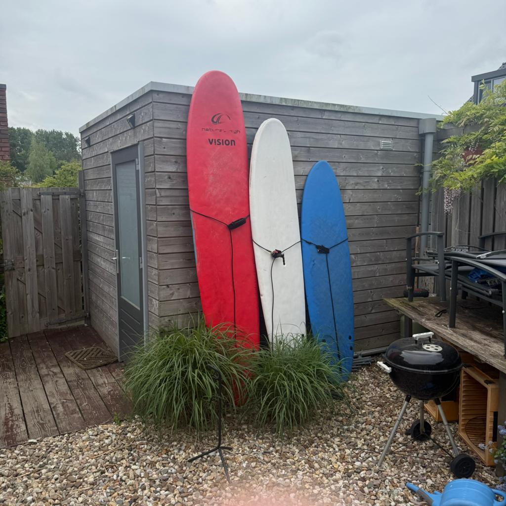 3 st softboards 9,8,7 ft  surfboard vision, Watersport en Boten, Golfsurfen, Ophalen, Gebruikt, Longboard, Met koord