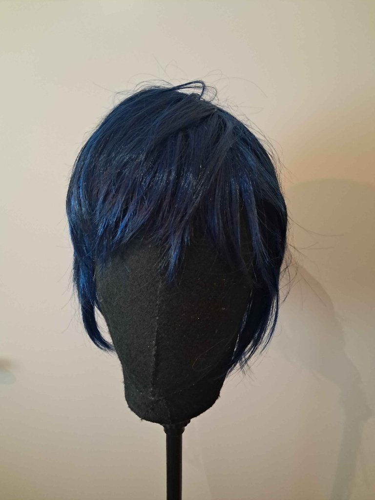 Pruik, Donkerblauw, Kort, Ophalen of Verzenden, Nieuw, Overige typen
