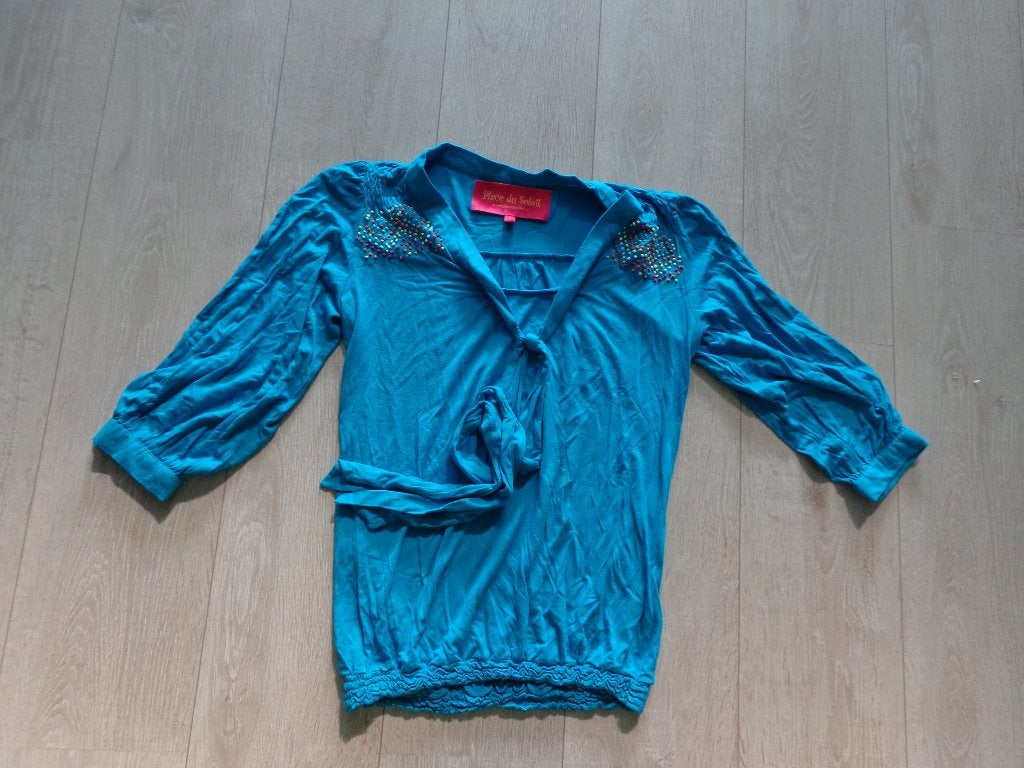 blauwe damestuniek van Place du Soleil, maat S, Ophalen of Verzenden, Zo goed als nieuw, Maat 36 (S), Blauw