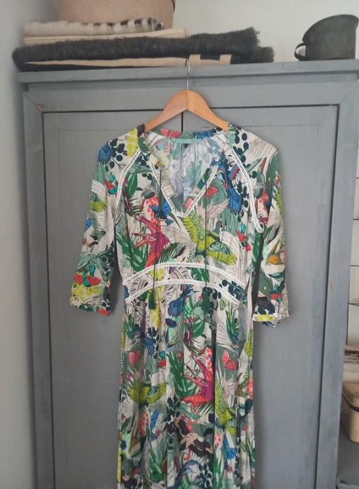 Pom Amsterdam jurk S, Kleding | Dames, Jurken, Zo goed als nieuw, Maat 36 (S), Groen, Onder de knie, Ophalen of Verzenden