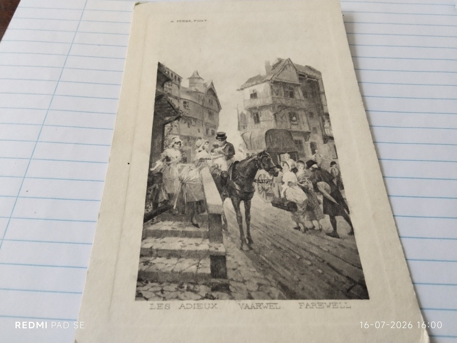 Antieke ansichtkaart 'Les Adieux' (Vaarwel) - 1910, Ophalen of Verzenden, Voor 1920, Gelopen, Overige thema's