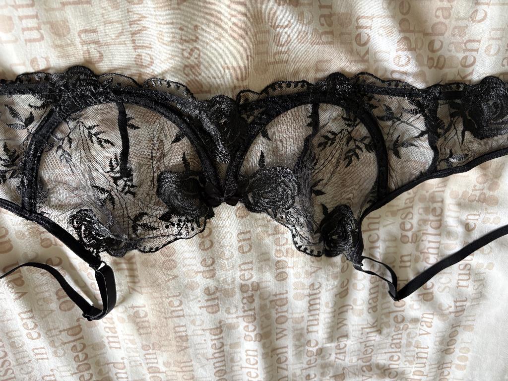 sexy setje van bh, string en jarretel, Kleding | Dames, Verzenden, Zwart, Setje