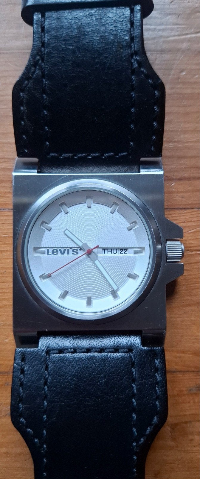 Levi's Quartz Horloge L002GU,orignele lederen band ,, Overige merken, Staal, Polshorloge, Ophalen of Verzenden