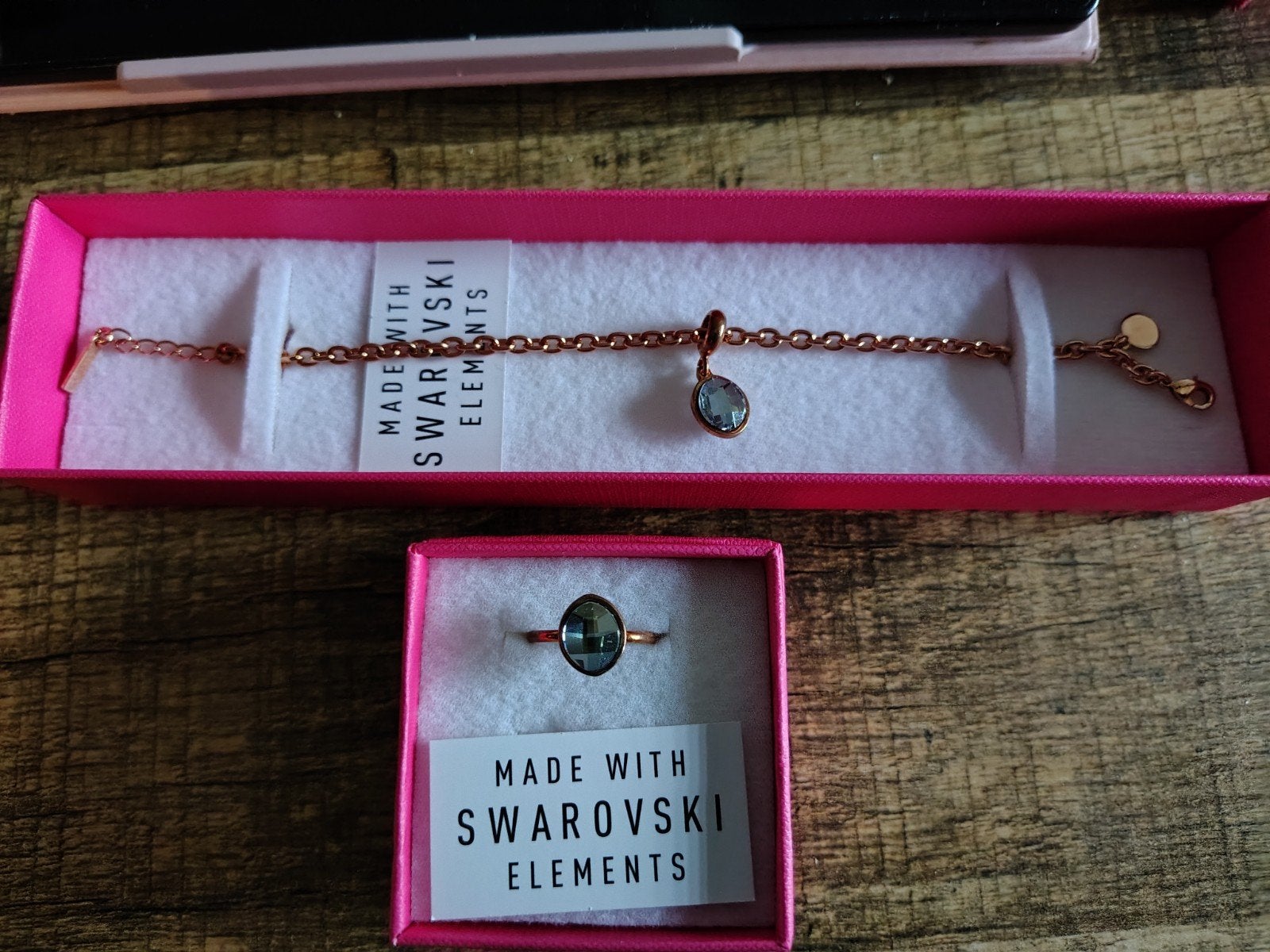 Zeer mooie armband met hanger en ring, Met kristal, Overige materialen, Blauw, Nieuw