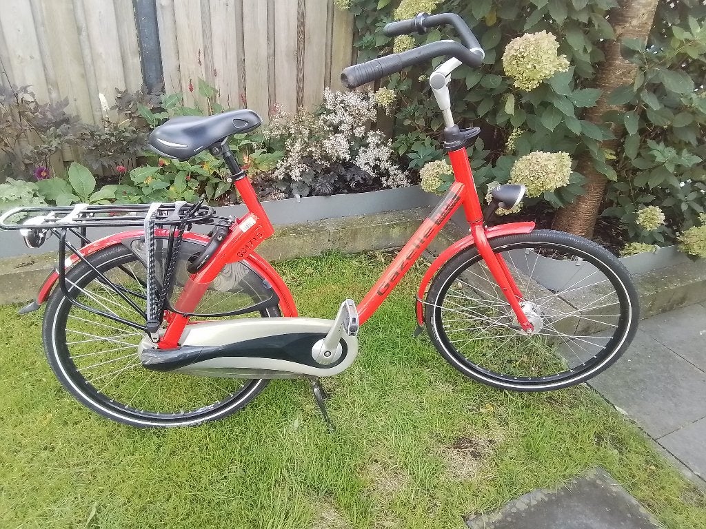 Rode Gazelle omafiets, Ophalen, Terugtraprem, Gebruikt, 56 cm of meer