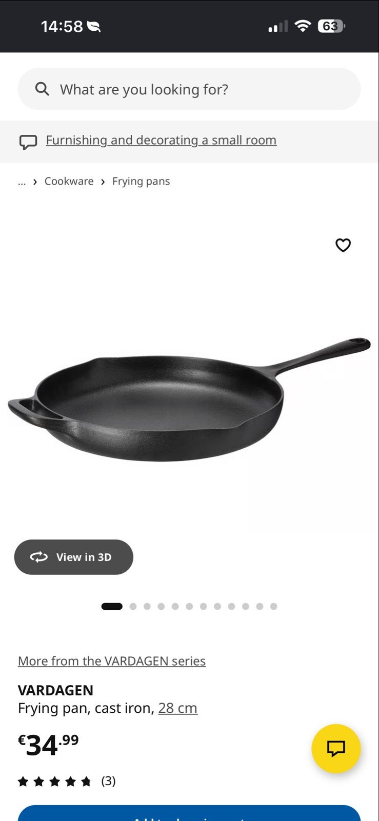 VARDAGEN Koekenpan, gietijzer, 28 cm, Ophalen, IKEA, Zwart, Metaal