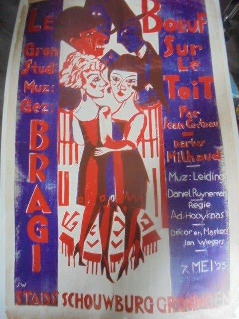 De Ploeg - Jan Wiegers - poster voor een toneelstuk, Antiek en Kunst, Ophalen of Verzenden
