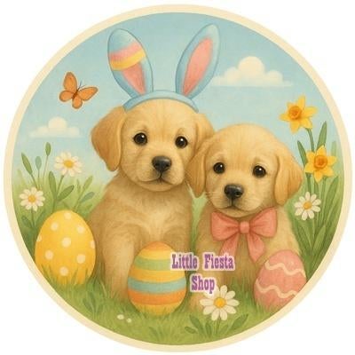 L1082 ouwel puppys pasen 20x4,7cm eetbare cupcake rondjes, Ophalen of Verzenden, Nieuw, Cupcakes, Versiering