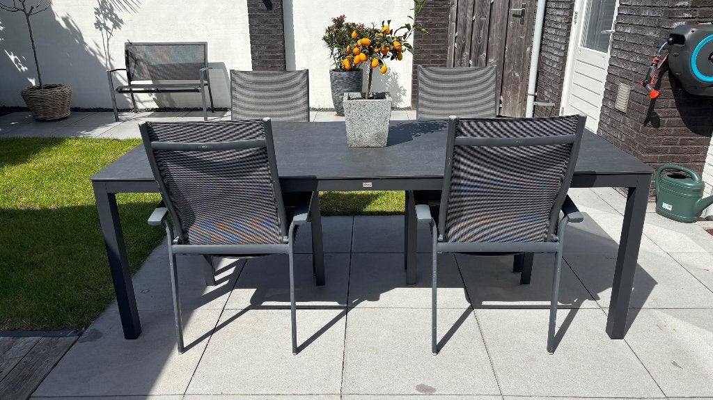 Tuinset met tuintafel bellagio 220x 100 cm, Ophalen, 4 zitplaatsen, Gebruikt, Eettafel