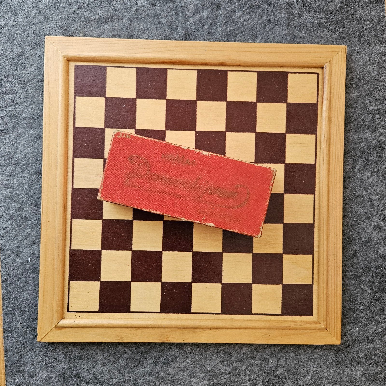 Vintage Houten Dambord & Backgammon Set Homas 1966, Ophalen of Verzenden, Gebruikt