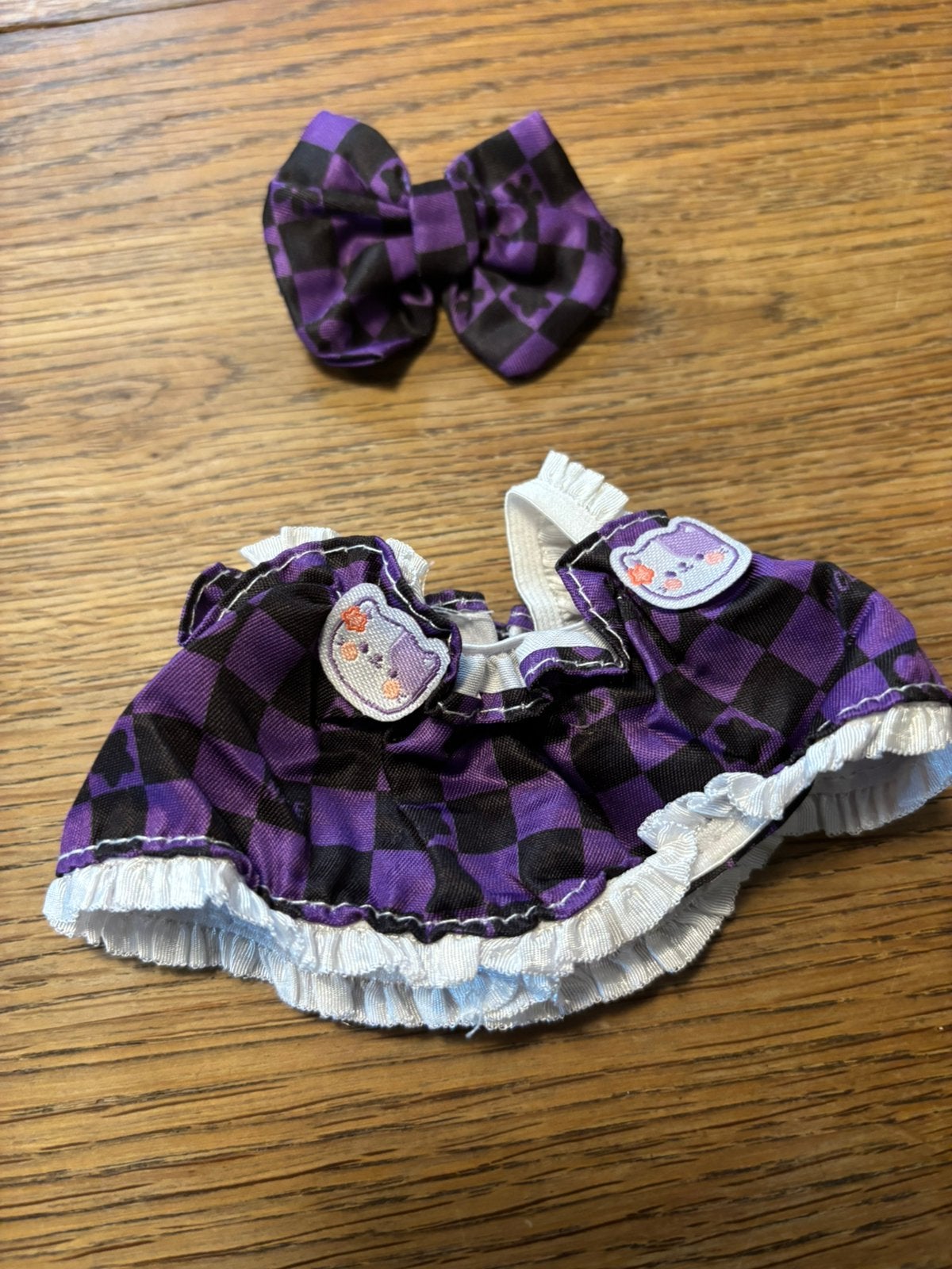 Labubu Kleertjes voor 17cm poppen - Paars geruit, Kinderen en Baby's, Speelgoed | Poppen, Ophalen of Verzenden, Nieuw, Overige typen