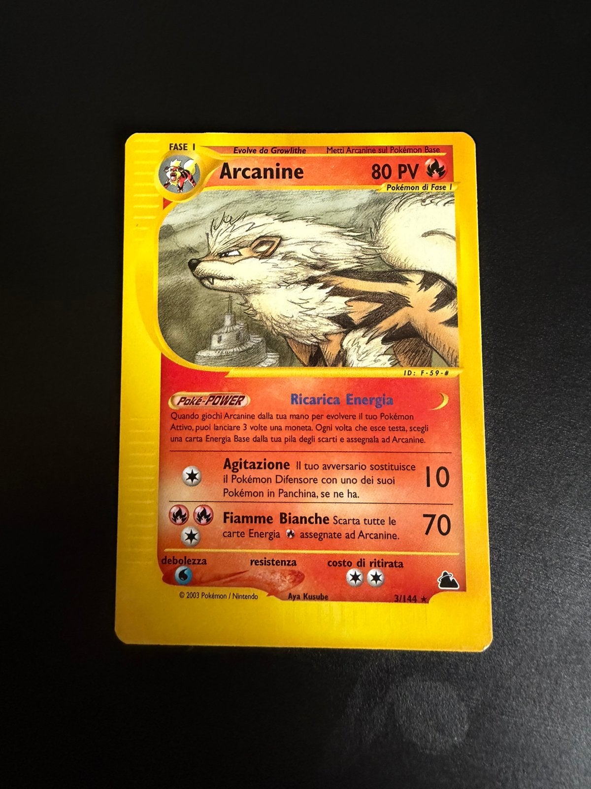 Pokémon Arcanine 3/144 Skyridge Italiaans E-Card Rare, Ophalen of Verzenden, Zo goed als nieuw
