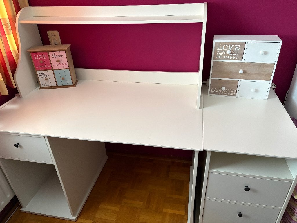 Lief wit bureau voor tiener - IKEA Johan, Huis en Inrichting, Bureaus, Ophalen, Gebruikt, Schoolbureau, IKEA