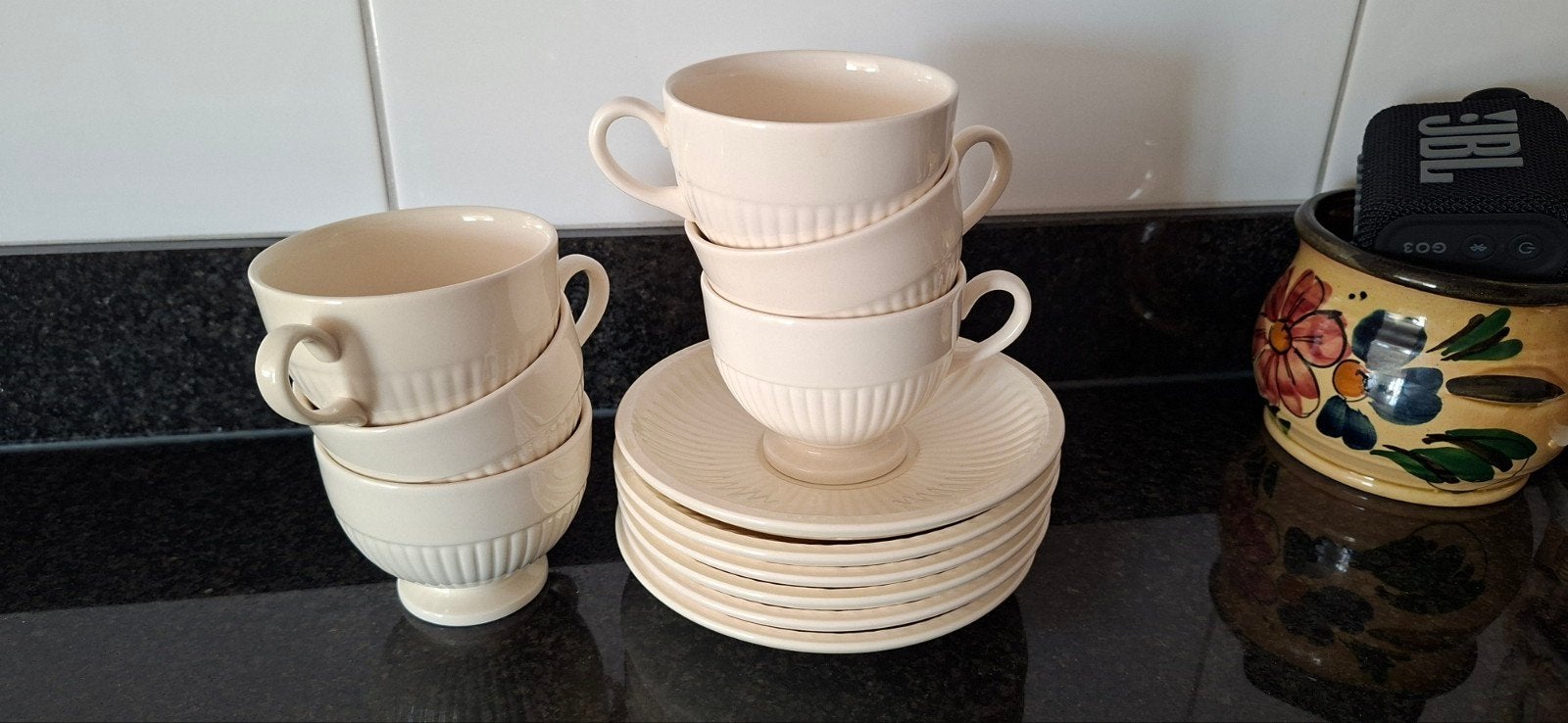 6 Wedgwood koffiekopjes met schotels, Huis en Inrichting, Keuken | Servies, Ophalen of Verzenden, Zo goed als nieuw, Wedgwood