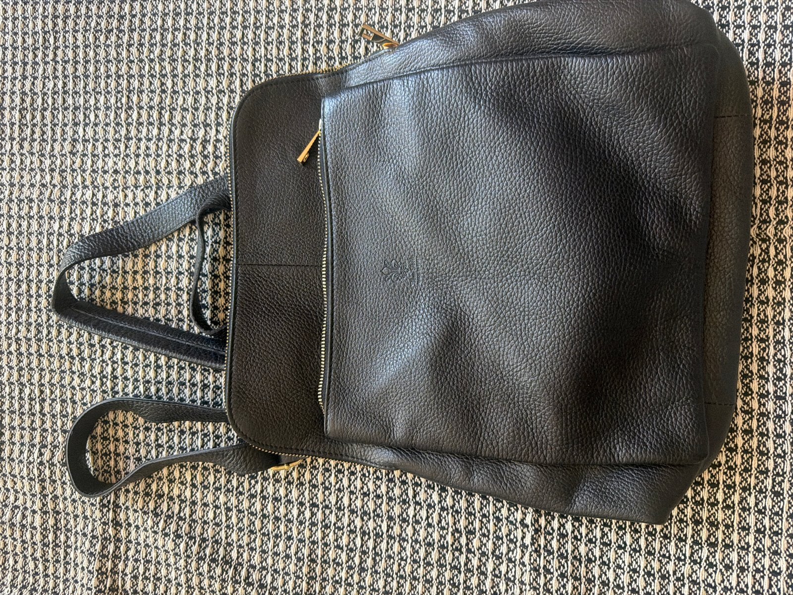 Zwarte Leren Rugzak - Made in Italy, Overige merken, 25 tot 40 cm, Ophalen of Verzenden, Zo goed als nieuw