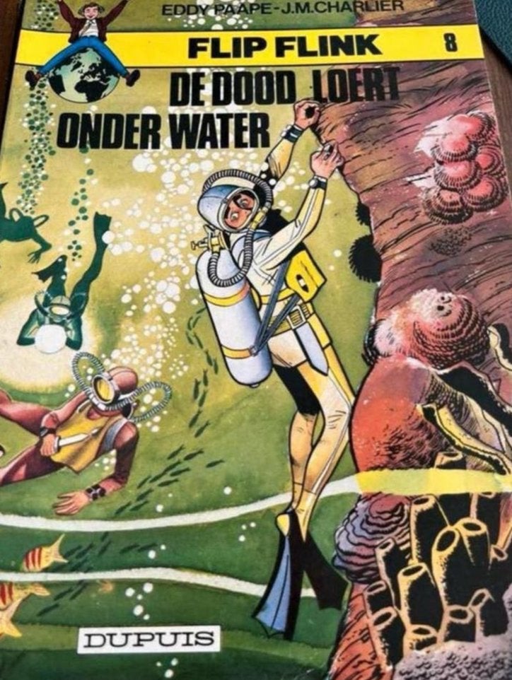 Flip Flink 8: De dood loert onder water (1964) - Eddy Paape, Boeken, Stripboeken, Gelezen, Eén stripboek, Ophalen of Verzenden