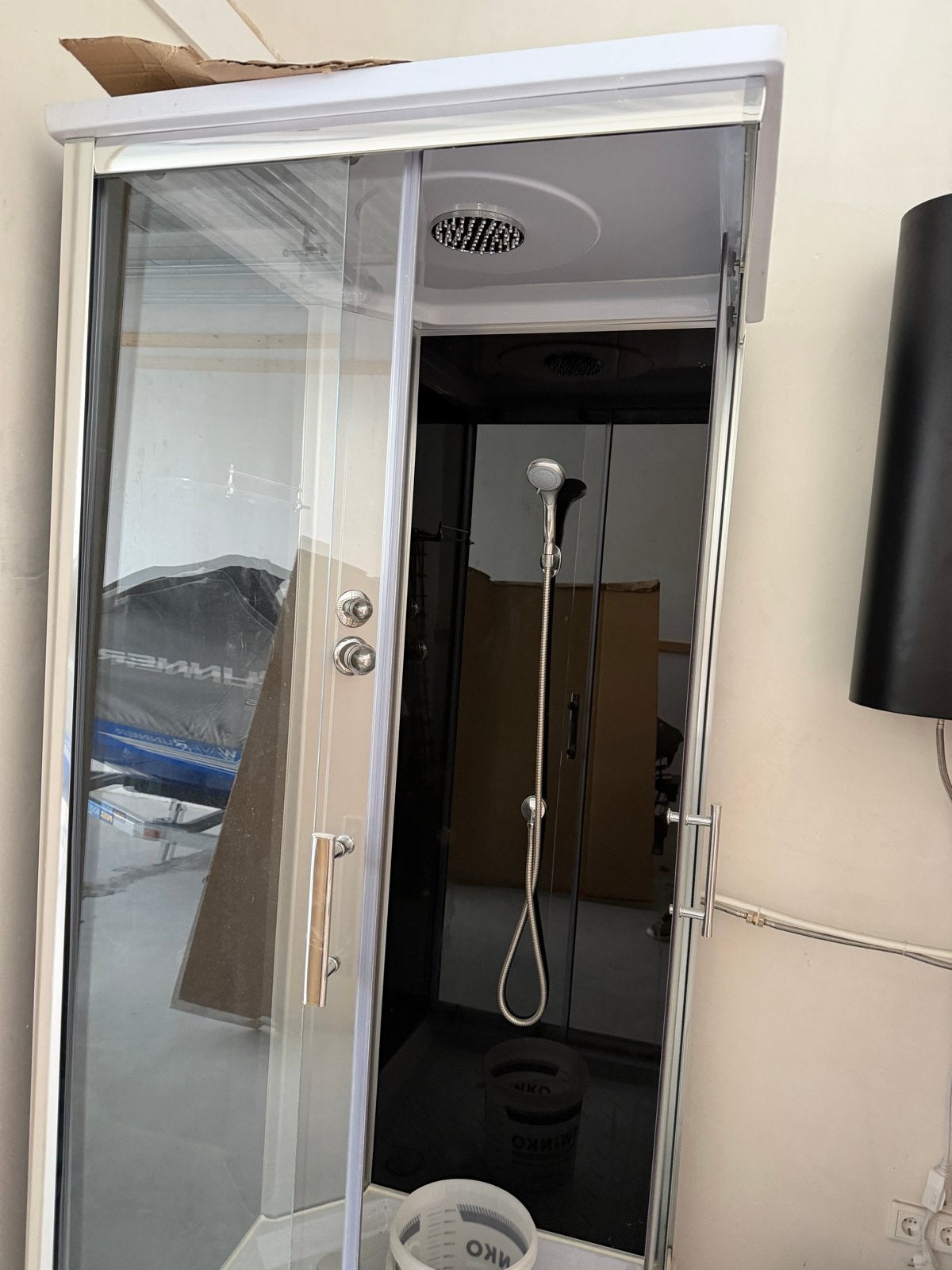 Moderne douchecabine met regendouche en handdouche, Ophalen of Verzenden, Zo goed als nieuw, Glas, Douche