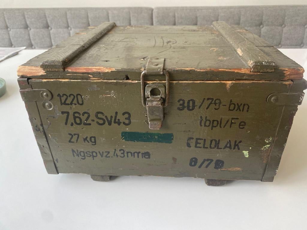 Originele munitiekist 7.62 – militaire legerkist USSR – 1979, Ophalen, Minder dan 50 cm, Gebruikt, Minder dan 50 cm