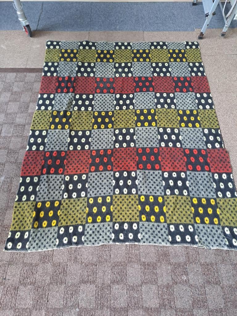 Vintage deken kubus 2 Zijdig geel zwart rood, Ophalen of Verzenden, Zo goed als nieuw, N.v.t, N.v.t