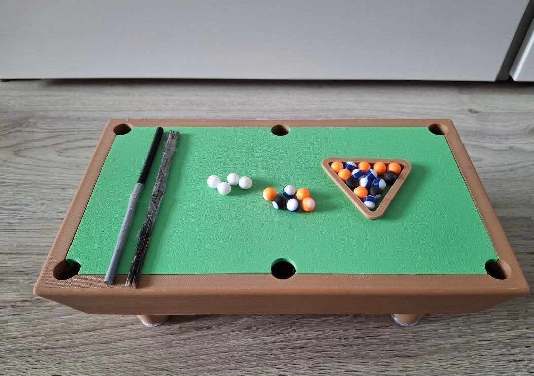 Miniatuur pooltafel met accessoires mini biljart, Ophalen of Verzenden, Gebruikt