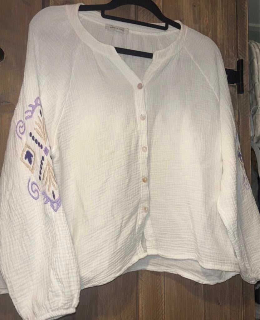 Boho blouse wit met print maat onesize, Ophalen of Verzenden, Zo goed als nieuw, Maat 46/48 (XL) of groter, Wit