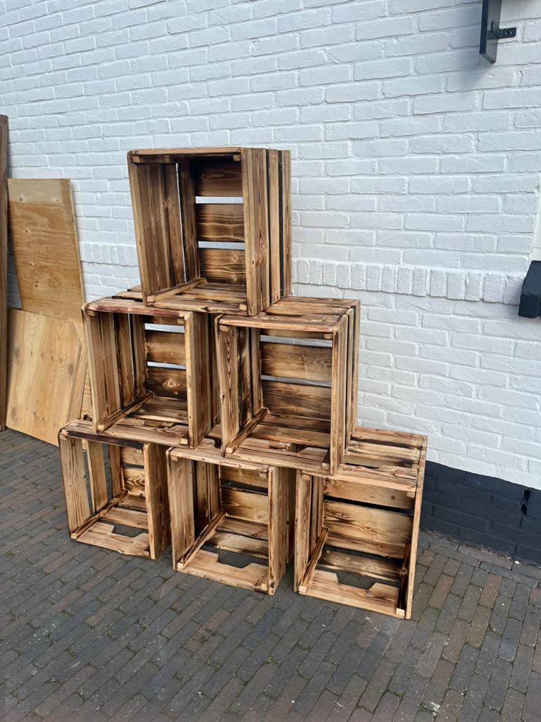 6 Decorative douglashouten opbergkisten, Tuin en Terras, Minder dan 3 m³, Ophalen