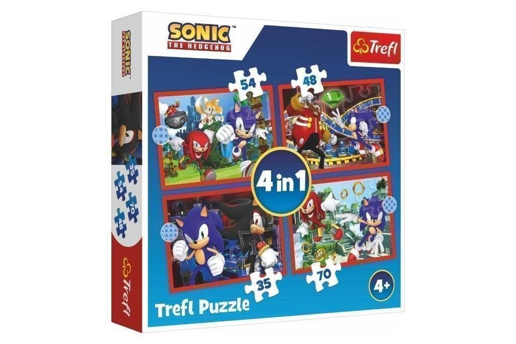 Sonic 4 in 1 Puzzel - 35/48/54/70 stukjes - Trefl Legpuzzel, Nieuw, Nvt, 4 tot 6 jaar, Nvt