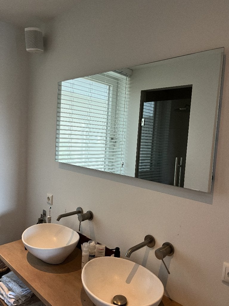badkamer spiegel met verwarming en verlichting, Ophalen, 100 tot 150 cm, Overige typen, Zo goed als nieuw