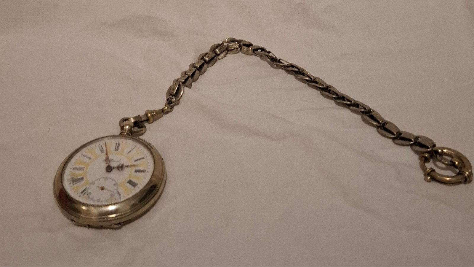 Antiek Zilveren Zakhorloge met Ketting, Overige merken, Zakhorloge, Ophalen of Verzenden, Met ketting