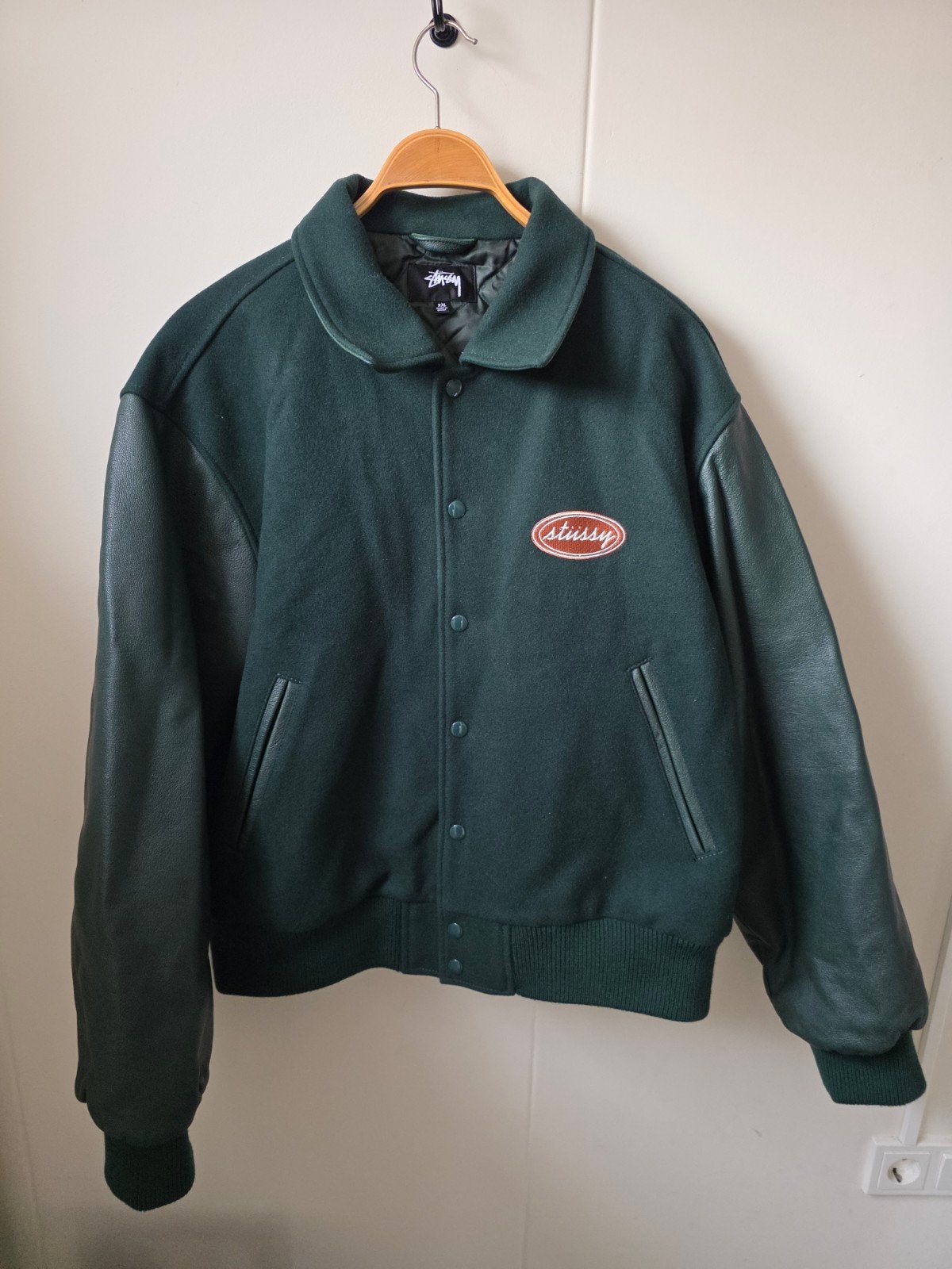 Stussy Stüssy varsity leather/wool  jacket xxl donkergroen, Stussy, Nieuw, Overige maten, Ophalen of Verzenden