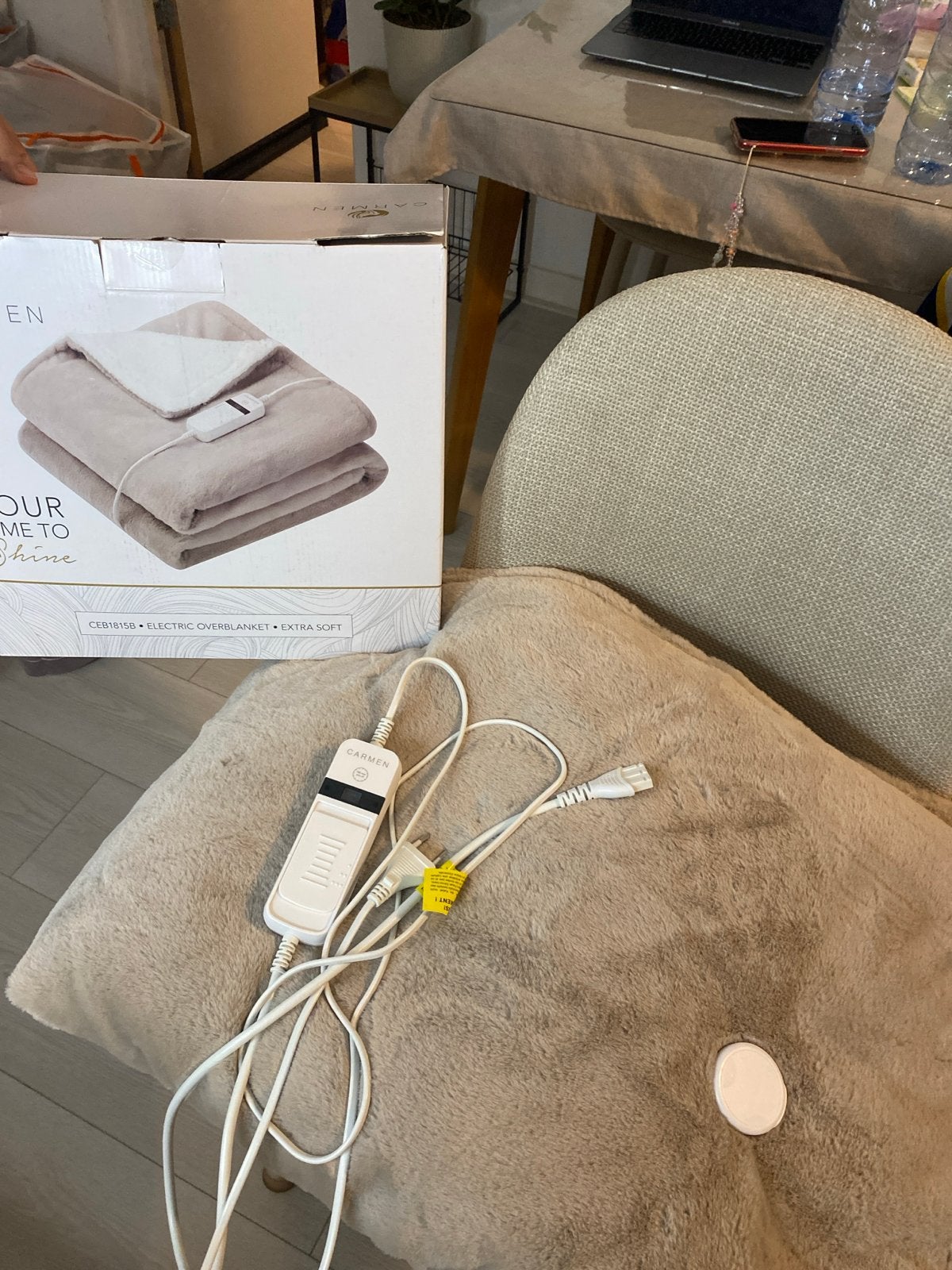 Carmen Elektrische Overdeken - Zo goed als nieuw, Ophalen, Zo goed als nieuw, Beige, Textiel