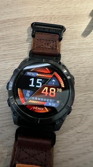 garmin fenix 8 amoled 51 mm met extra leren band, Sieraden, Tassen en Uiterlijk, Sporthorloges, Ophalen, Zwart, Garmin, Nieuw
