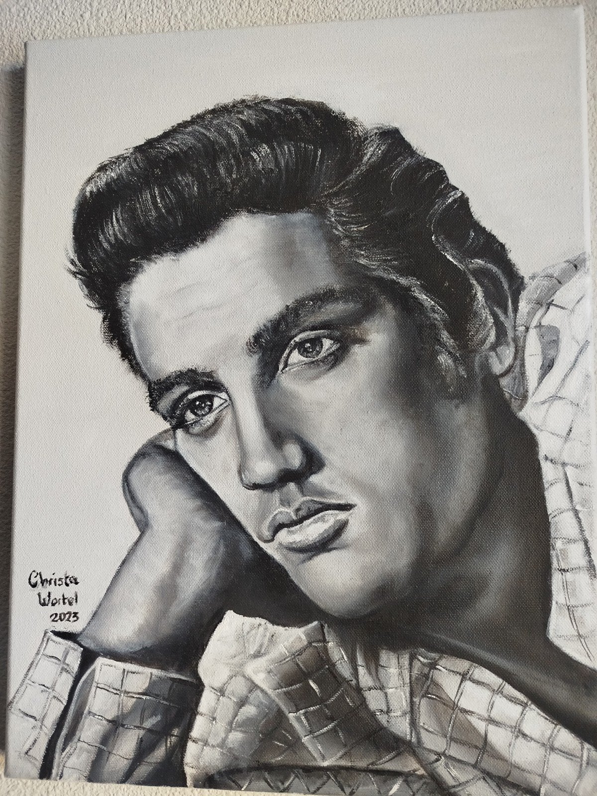 portret van Elvis Presley, Ophalen, Doek, Portret of Personen, Realistisch