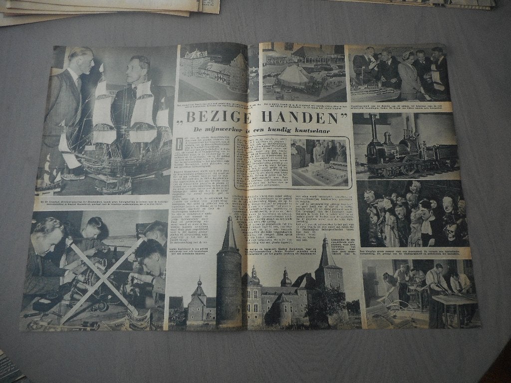 Kasteel Hoensbroek. Bezige Handen. Mijnwerkers. 1952., Verzamelen, Ophalen of Verzenden, 1940 tot 1960, Nederland, Knipsel(s)