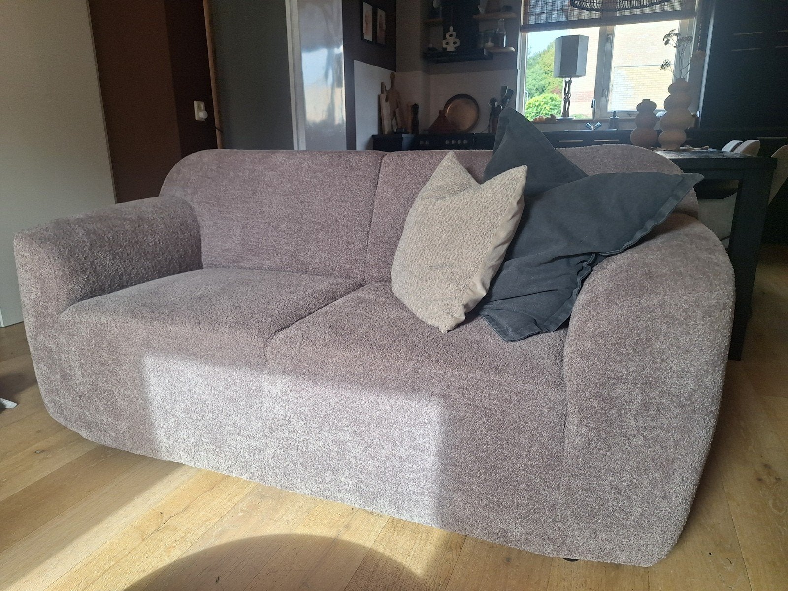 Prachtige taupe bank 190 cm – Anthology Taupe – zo goed als, Ophalen, 150 tot 200 cm, Tweepersoons, 75 tot 100 cm
