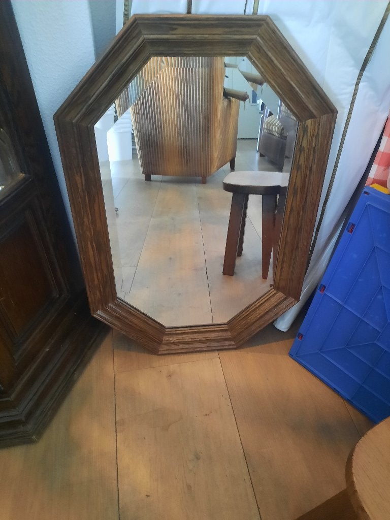 Mooie eiken spiegel met facet rand, Huis en Inrichting, Woonaccessoires | Spiegels, Ophalen of Verzenden, Zo goed als nieuw, Minder dan 100 cm
