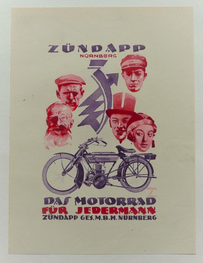 Zündapp Litho 22 x 27 cm.uit "Hohlwein Buch" (1926), Verzenden