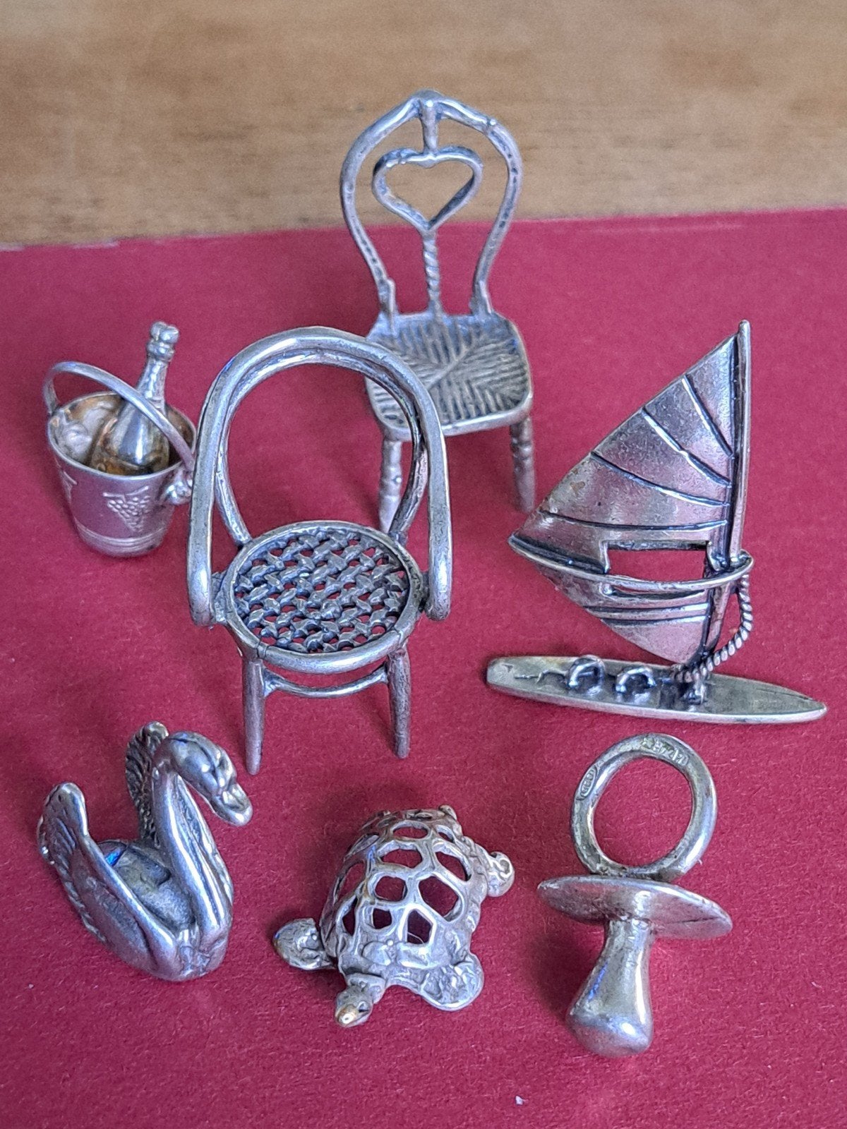 7 zilveren miniaturen / letterbak items, Ophalen of Verzenden, Zilver