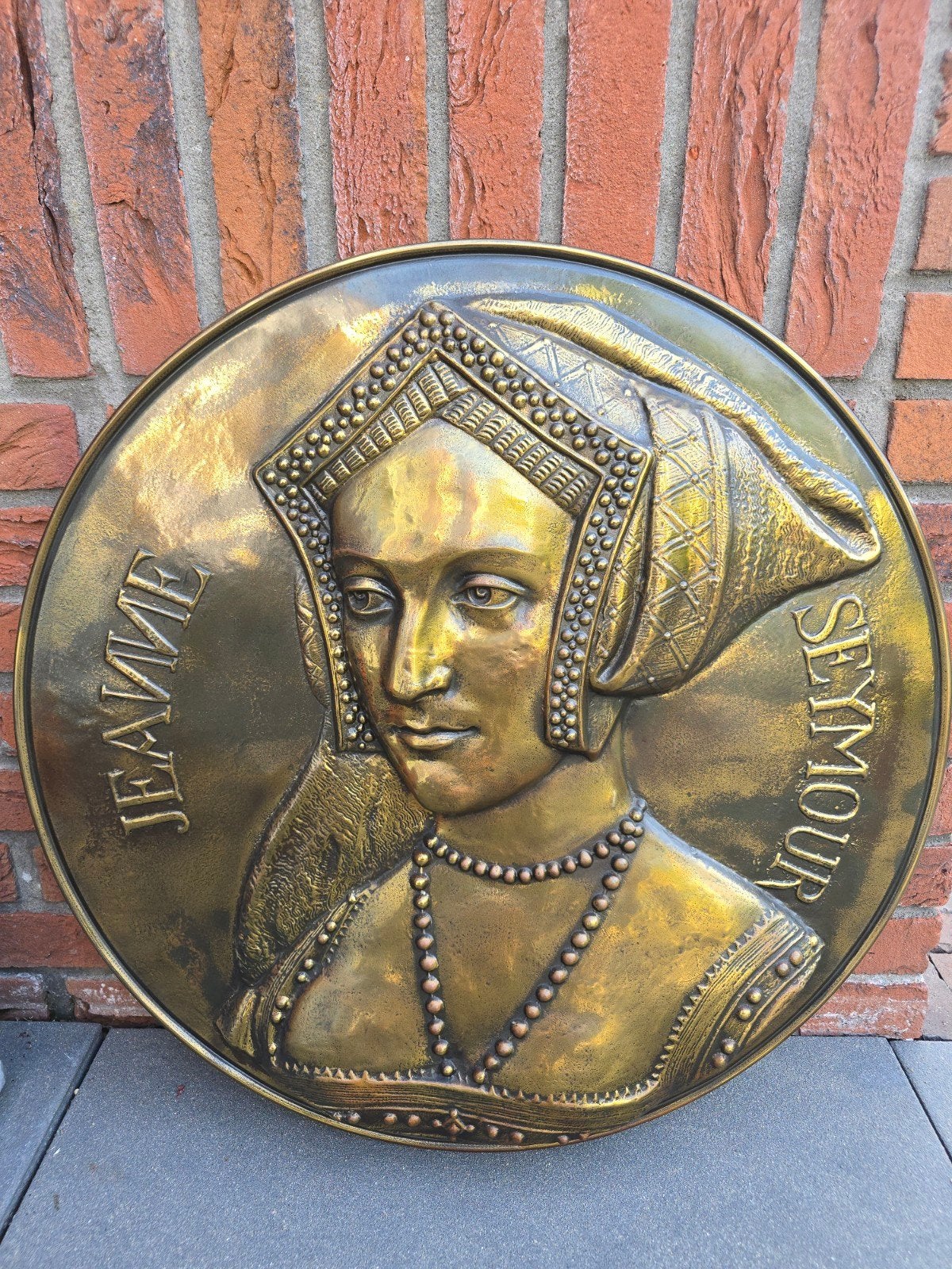 Zeer zeldzame antieke bronzen plaquette Jane Seymour €125, Ophalen of Verzenden