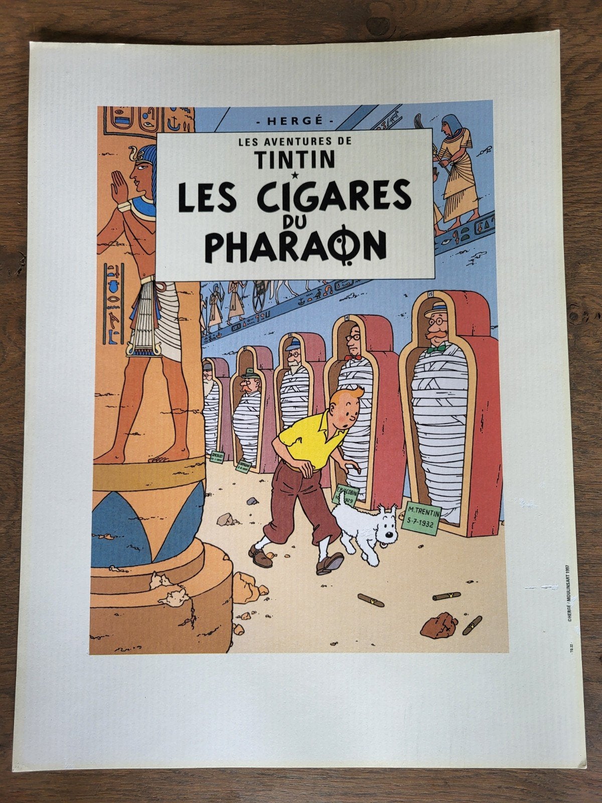Kuifje Prent: Les Cigares du Pharaon - Hergé, Ophalen of Verzenden, Kuifje, Zo goed als nieuw, Plaatje, Poster of Sticker