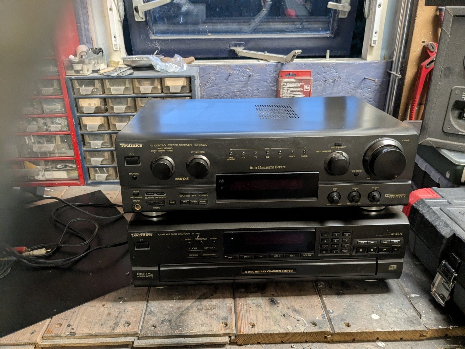 Technics Versterker/Receiver en 5 CD Wisselaar, Overige merken, Gebruikt, Ophalen of Verzenden, 60 tot 120 watt