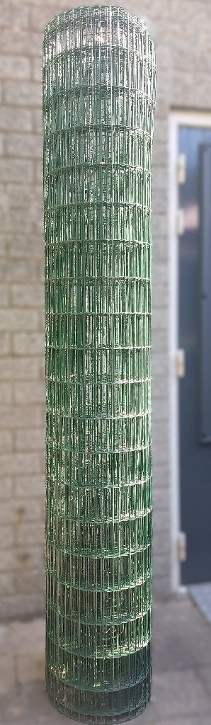 ~13m Tuingaas groen geplastificeerd, hoog 2m, maas 5x10cm, Ophalen, Zo goed als nieuw, 10 tot 20 meter, Gaas