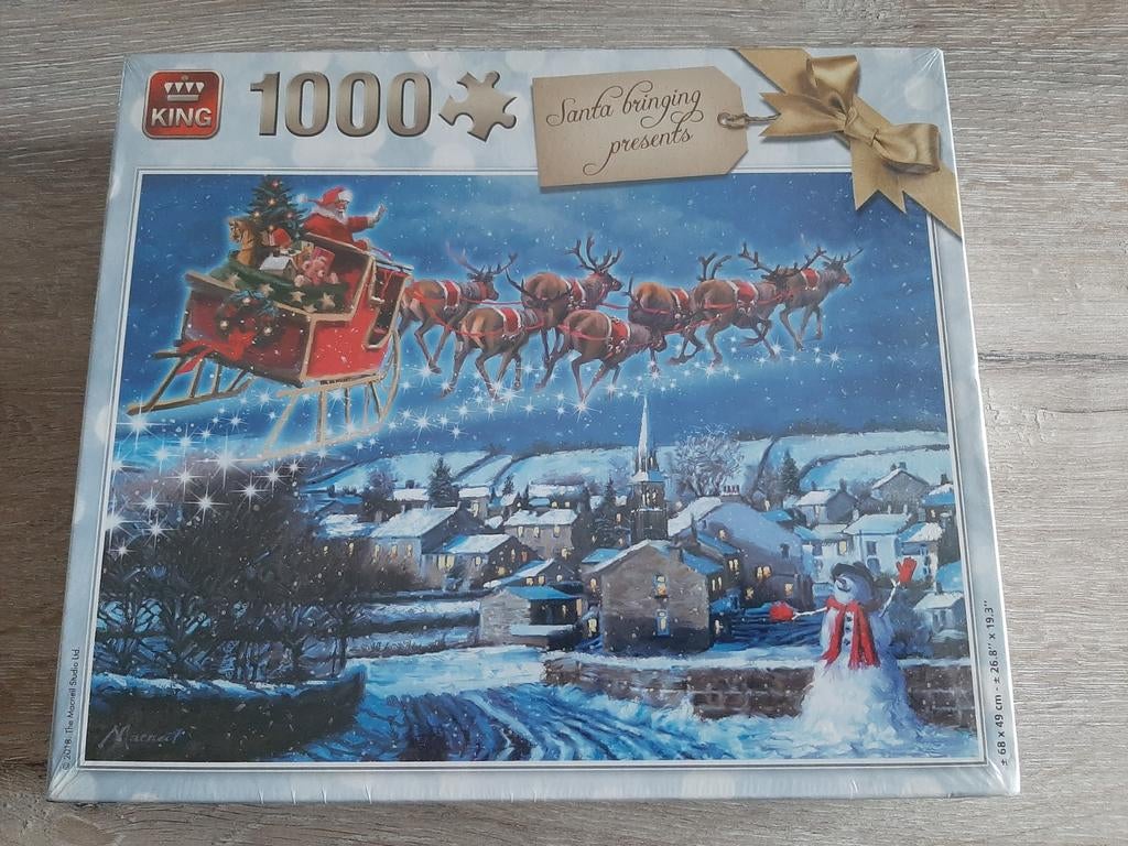 King Legpuzzel Kerstman met Rendieren 1000 stukjes, Ophalen of Verzenden, 500 t/m 1500 stukjes, Nieuw, Legpuzzel