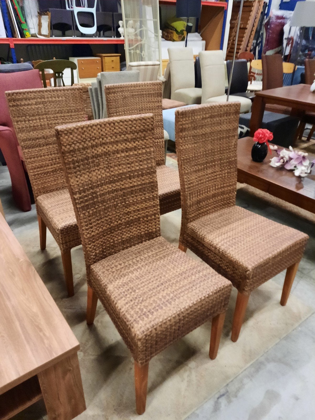 4 Cabana Loom eetkamerstoelen, Ophalen, Gebruikt, Bruin, Hout