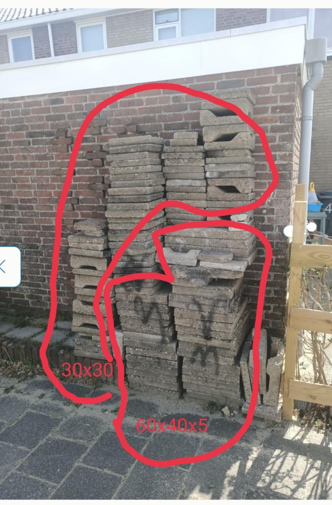 tegels gratis 60x40 grindtegel of 30x30, Ophalen, Gebruikt, Beton, Terrastegels