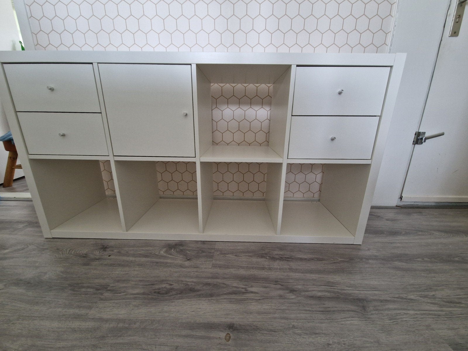 IKEA Kallax kast met lades, deurtje en opbergbakken 77x147cm, Ophalen, Zo goed als nieuw