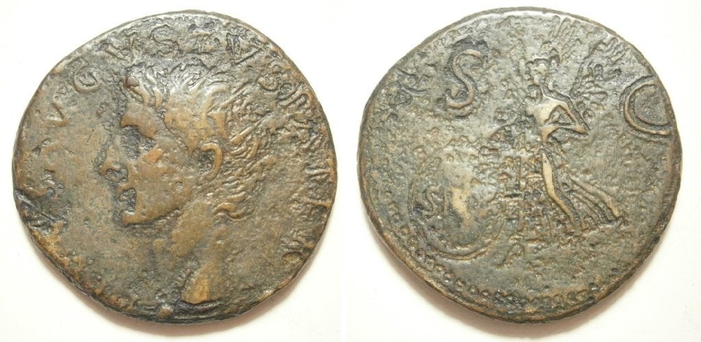 Romeinse munt Divus Augustus Æ Dupondius - 22-30 AD -RRR -, Ophalen of Verzenden, Italië, Losse munt